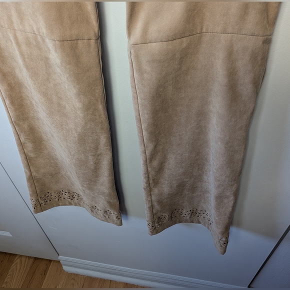 LE CHÂTEAU Vintage Y2K 2000 Flare Suede Effect Women Pants Size 11 Western Boho - Picture 3 of 14